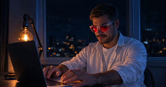 Do blue light glasses work? Orange and red lens blue light blocking glasses for sleep by Sleep Horizon