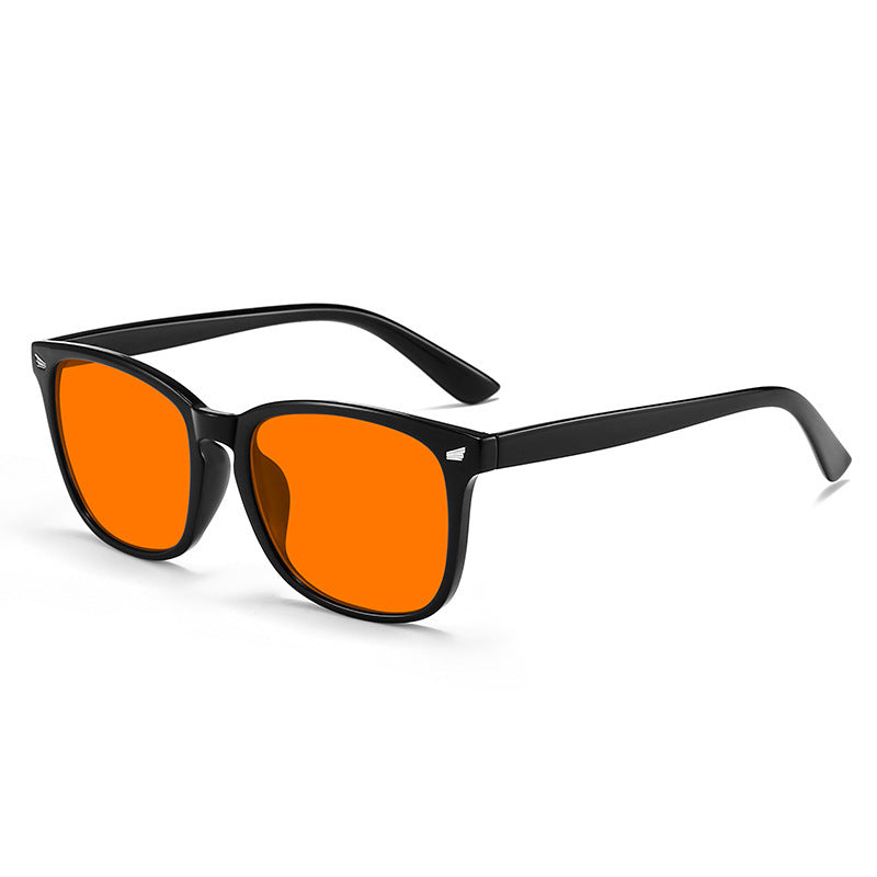Sleep Horizon FlowShift blue light blocking glasses with orange lenses and black frame