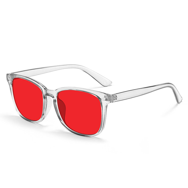 Sleep Horizon FlowShift blue light blocking glasses with red lenses and clear frame