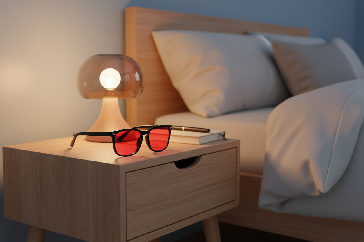 Sleep Horizon Blue Light Blocking Glasses in evening setting